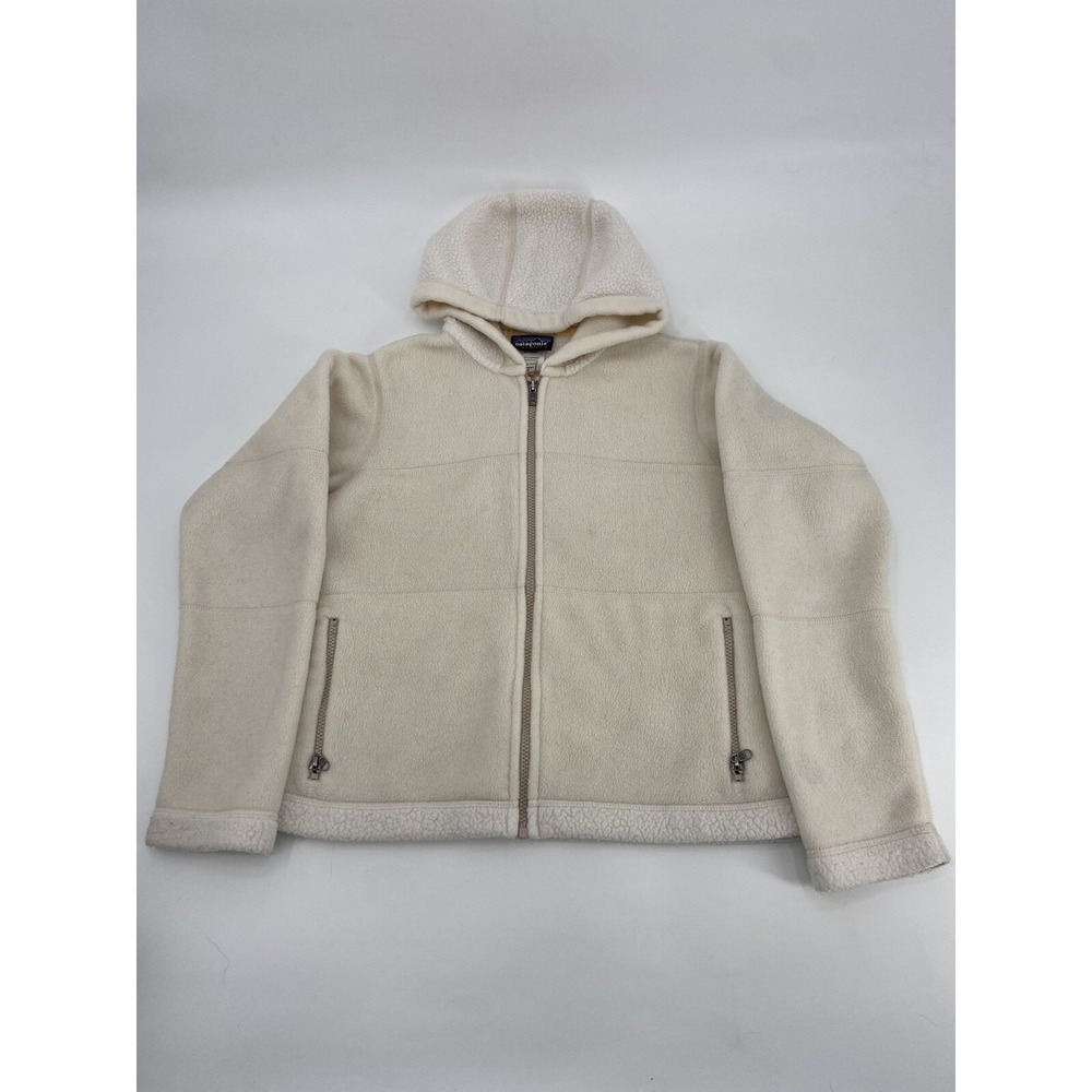 Patagonia Synchilla Fleece Full Zip Hoodie Jacket Size Small Women Ivory Thermal